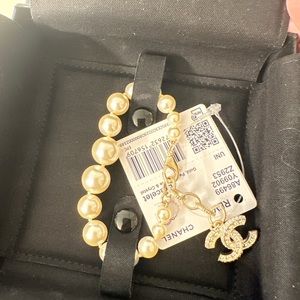 Chanel CC Graduate Faux Pearl Bracelet